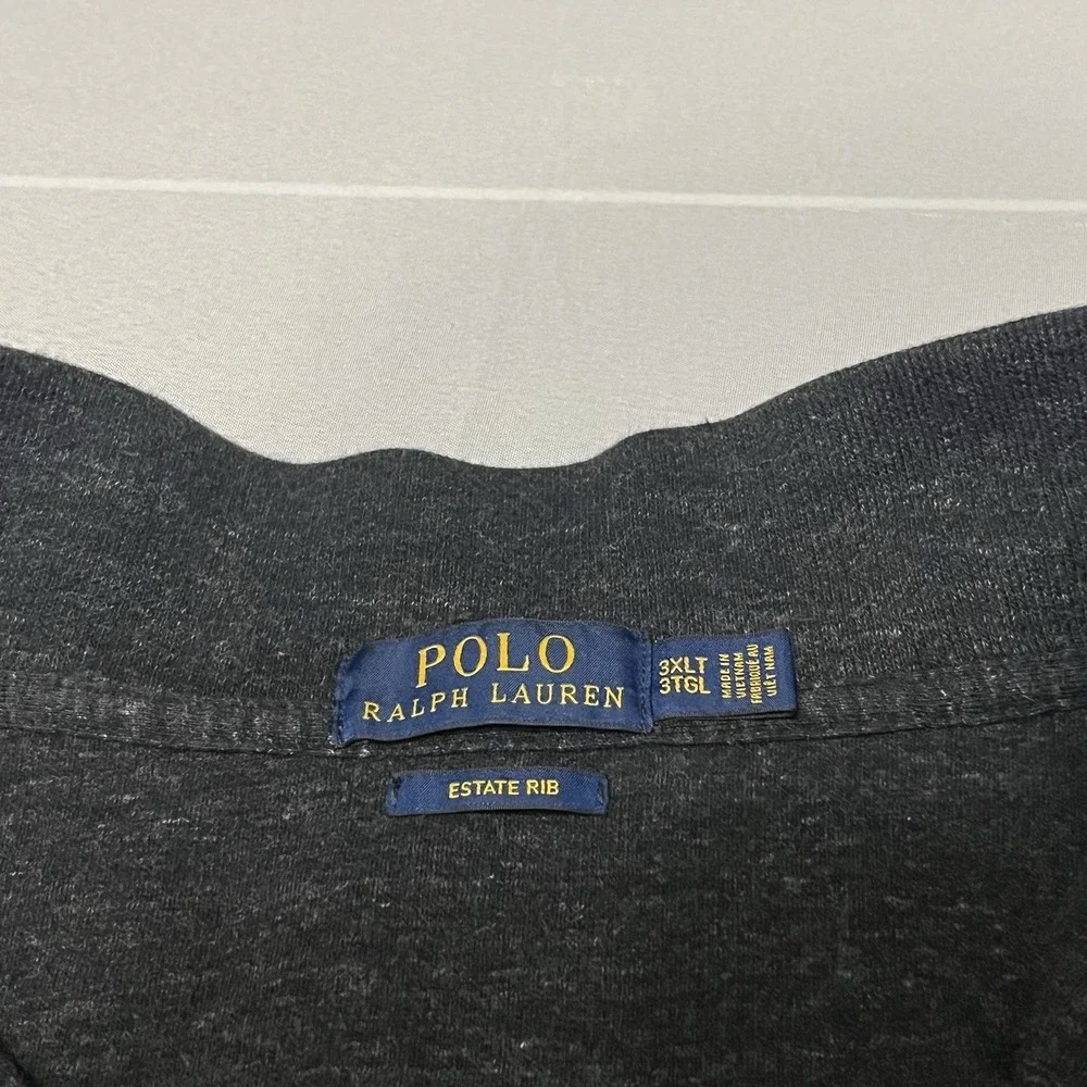 Polo Ralph Lauren Sweater Mens 3XT Tall Dark Gray Quarter Zip Estate Rib